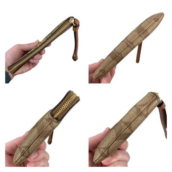 Coach EUC Rainbow Radial Print Khaki and Tan Pride Small Corner Zip Wristlet - Picture 5 of 17